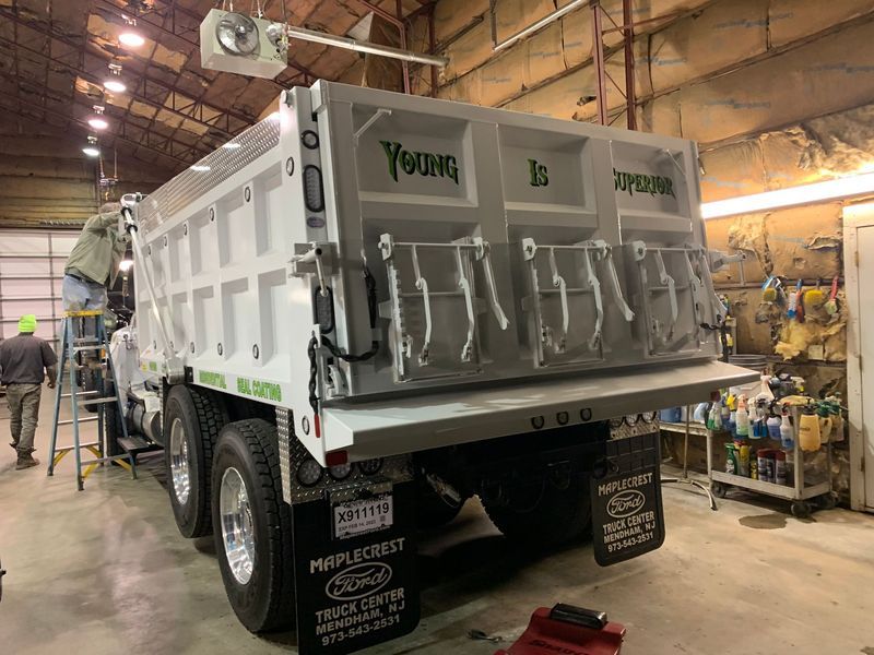 White dump truck with 