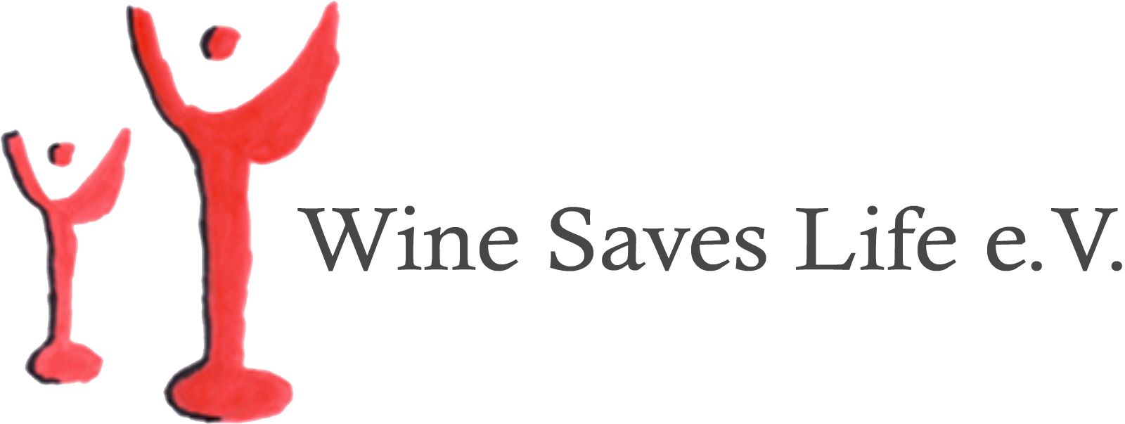 Ein Logo für Wine Saves Life EV mit zwei Rotweingläsern