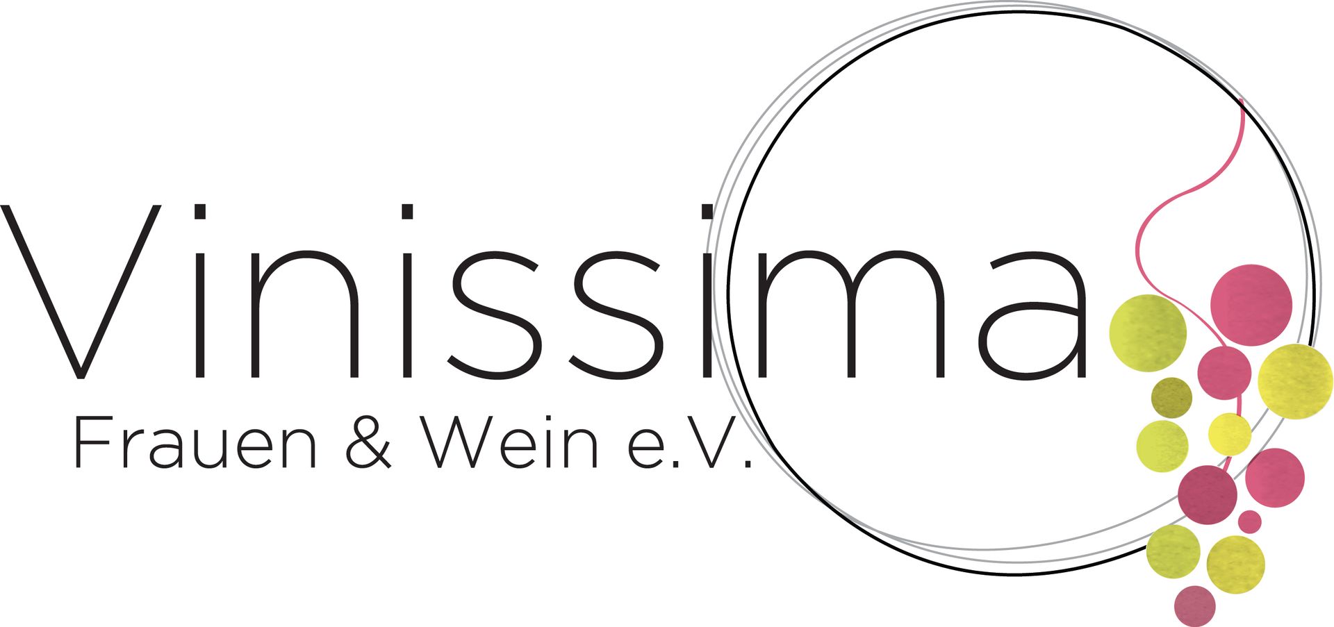 Das Logo von Vinissima Frauen & Wein ev zeigt eine Weintraube im Kreis.