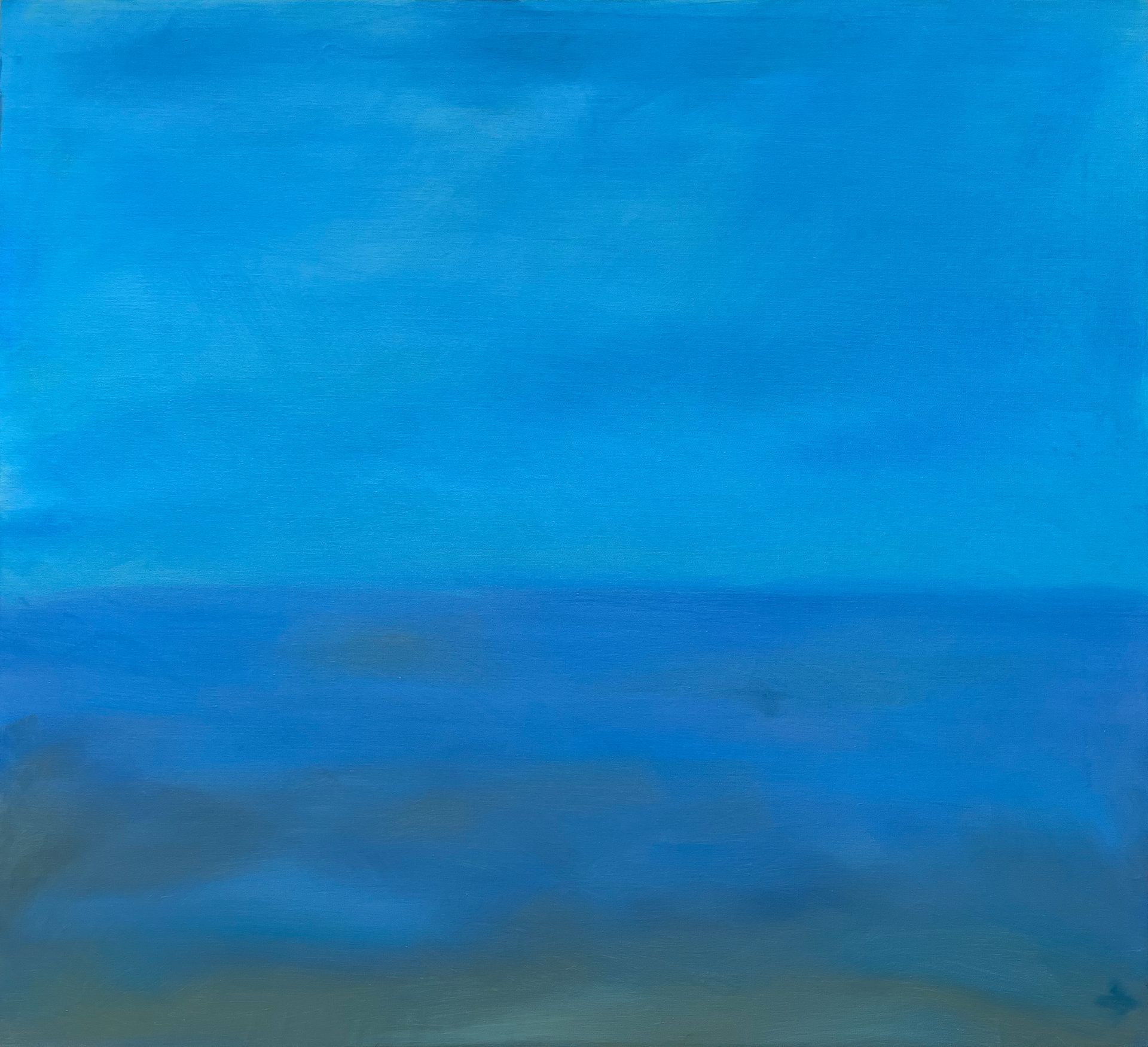 Blue abstract landscape with a bright sky and darker horizon