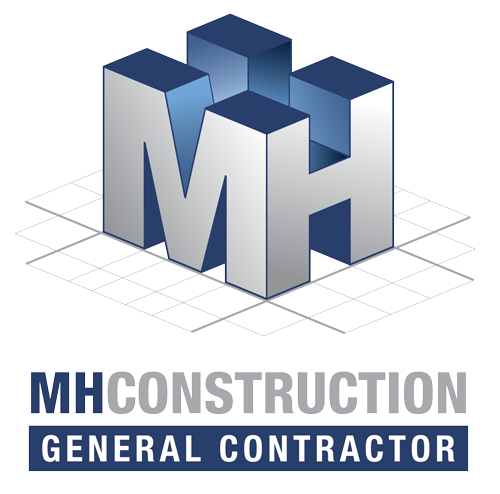 The logo for mh construction general contractor