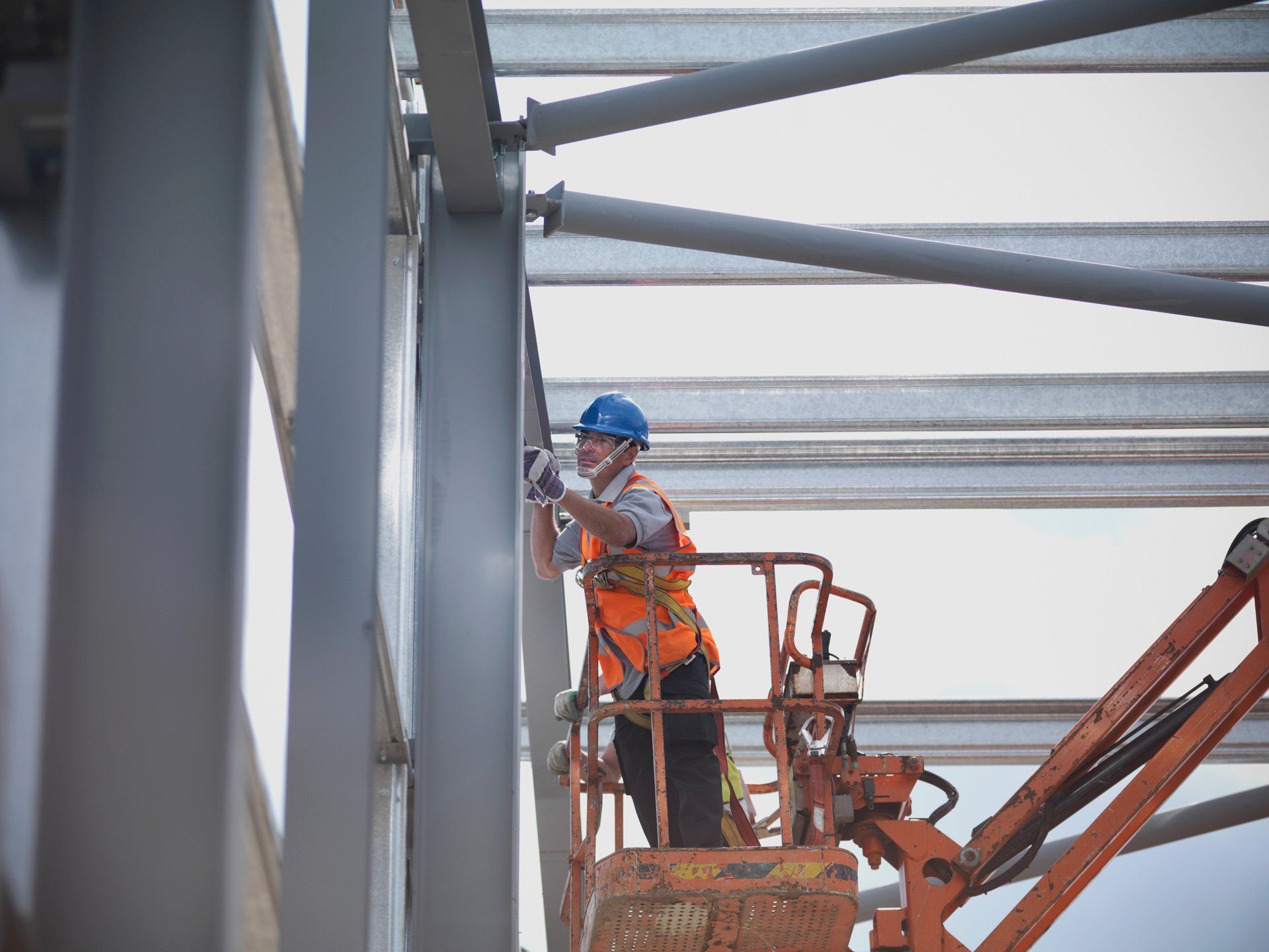 Man on a cherry picker
