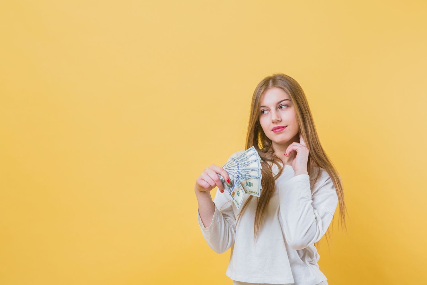 Woman on yellow background