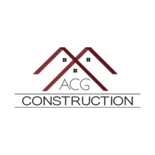 A logo for acg construction with two houses on it
