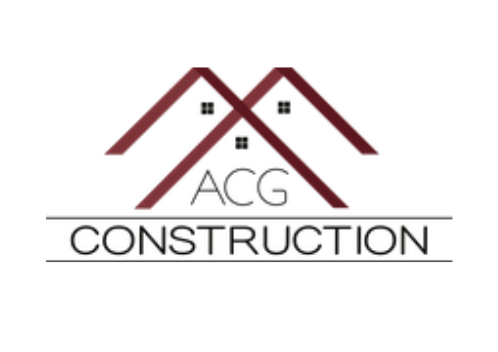 A logo for acg construction with a house on it