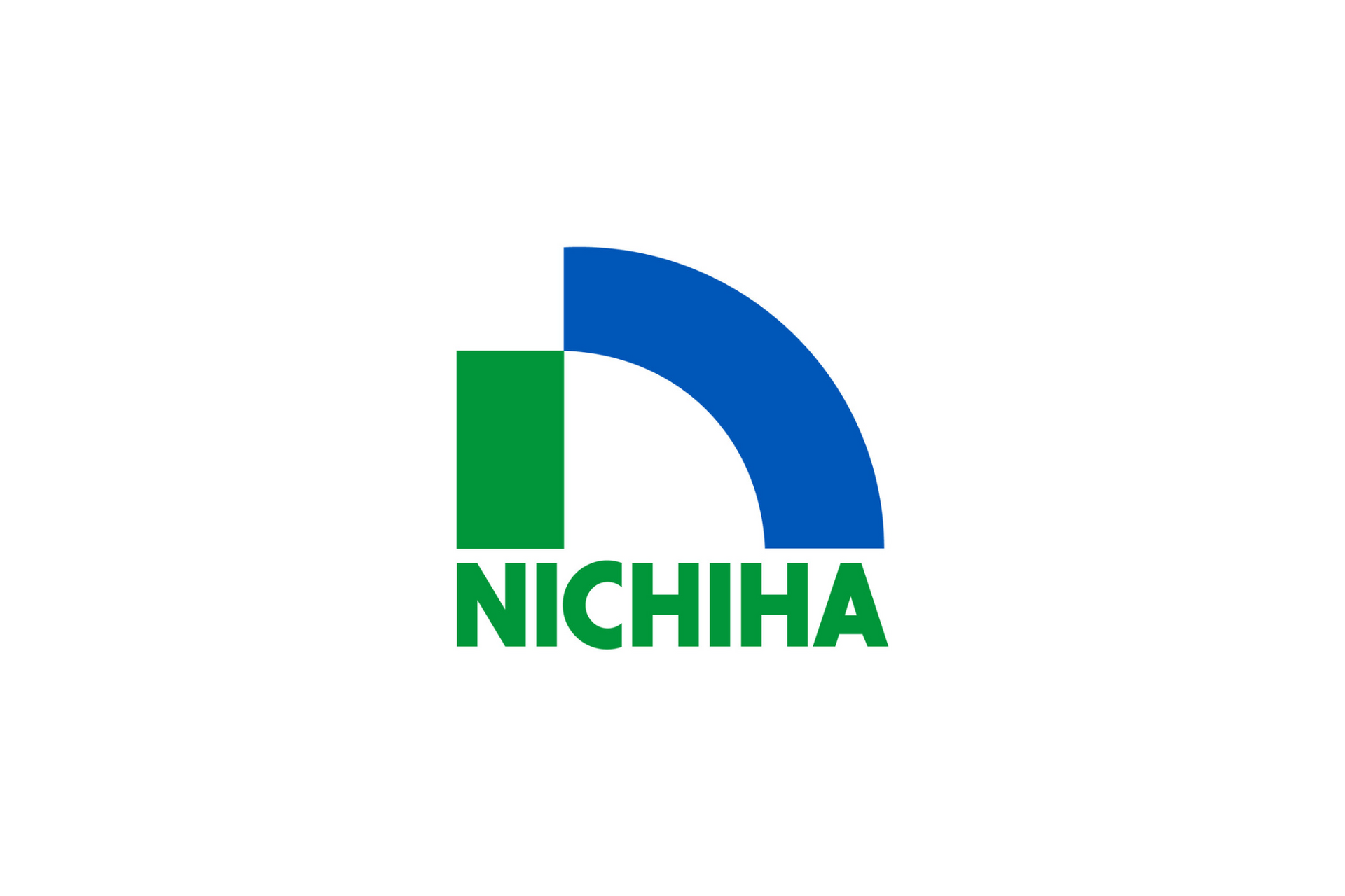 A blue and green logo for nichiha on a white background.