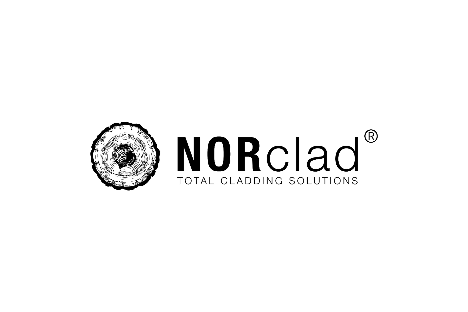 A black and white logo for norclad total cladding solutions.