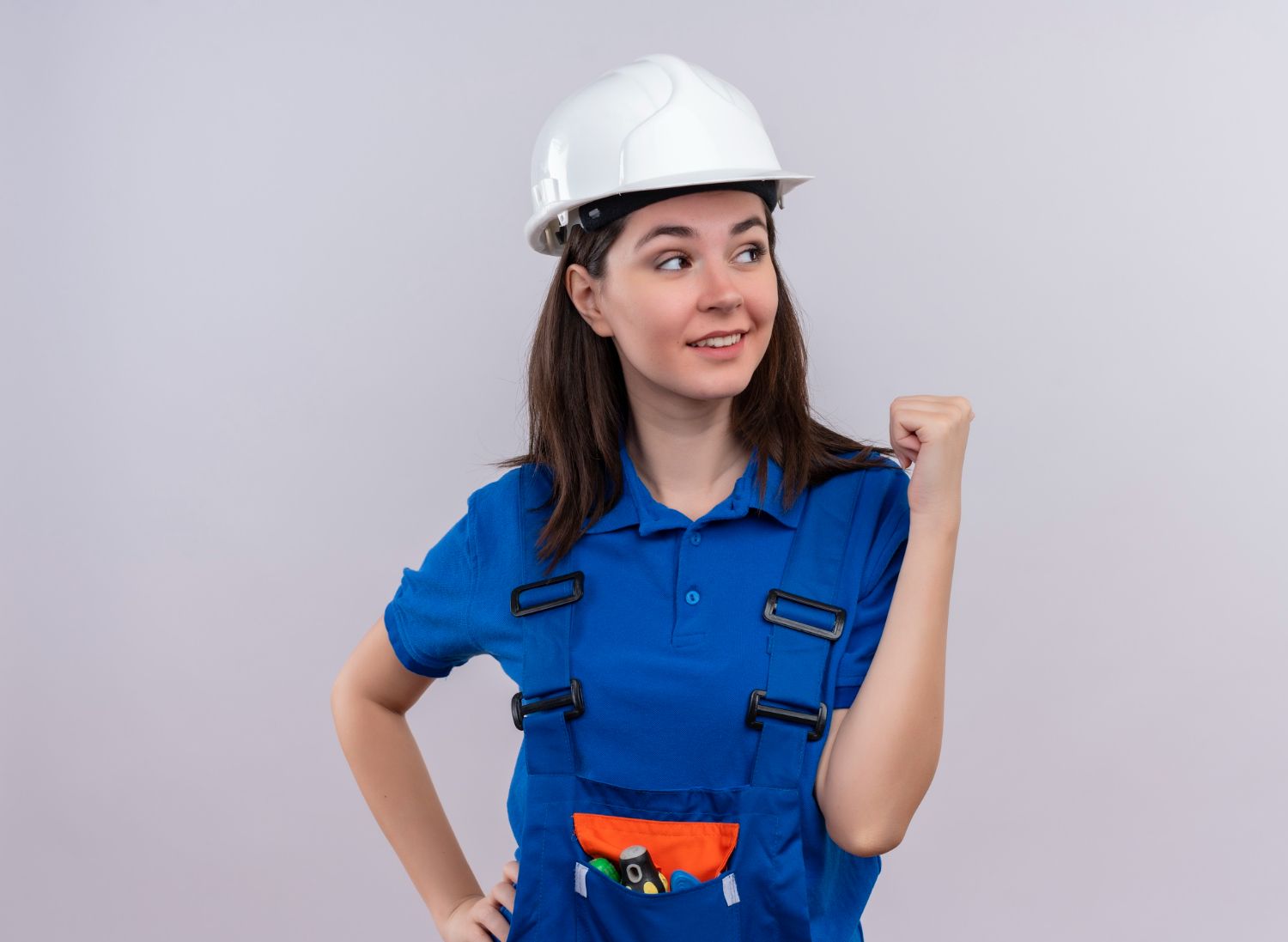 Female construction worker with hard hat representing trust and reputation management by United Seattle.