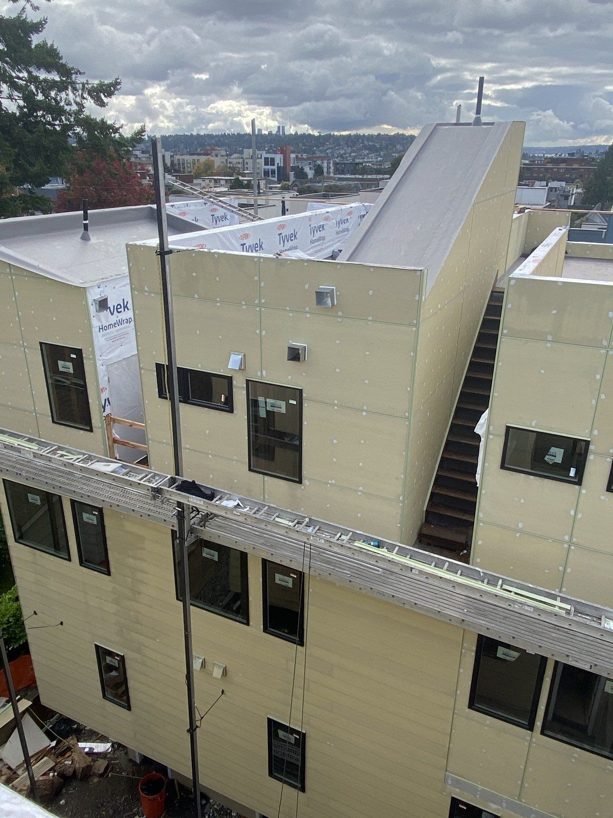 A large building with stairs leading up to the top of it.