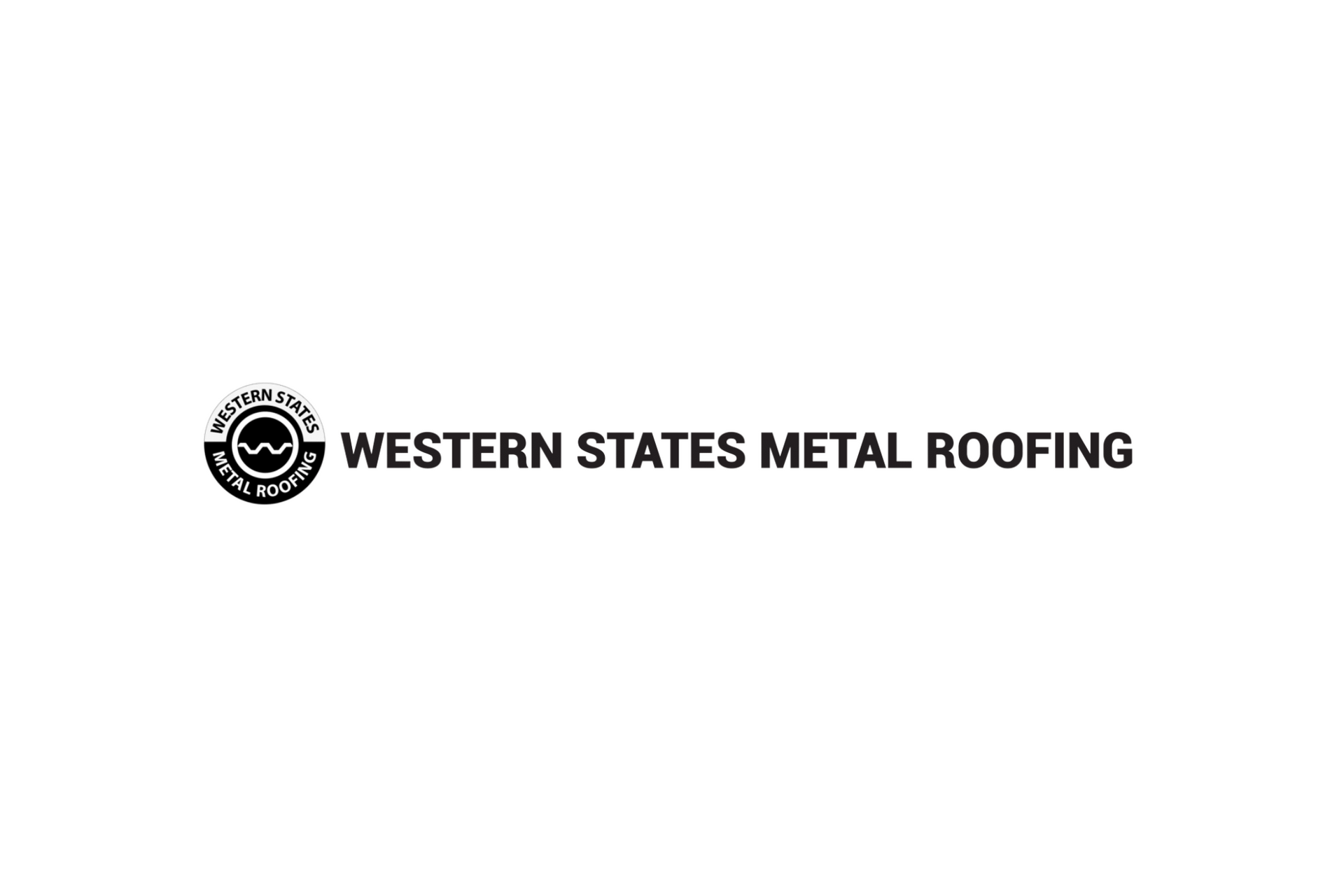 The logo for western states metal roofing is black and white.