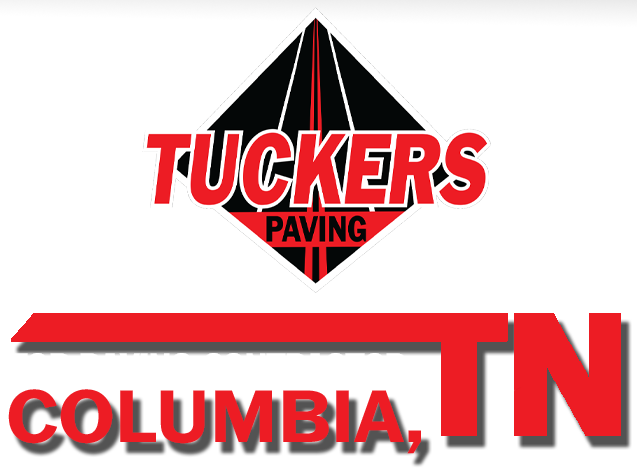 A logo for tucker 's paving in columbia tn