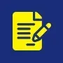 Yellow notepad and pen on a blue background, suggesting a document is being written.