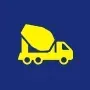Yellow cement truck on a blue background.
