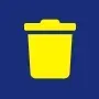 Yellow trash can icon on a dark blue background.