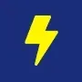 Yellow lightning bolt on a blue background.