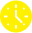 Yellow clock face with black hands pointing to 4 o'clock.