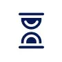 Hourglass icon in dark blue.