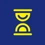 Yellow hourglass on a blue background, indicating waiting or time passing.