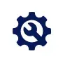 Blue gear with a wrench icon, indicating settings or tools.