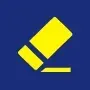 Yellow eraser icon on a dark blue background.