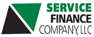 Logo for Service Finance Company, LLC. Features a green and black geometric design with company name below.