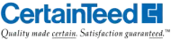 CertainTeed logo with blue text on a white background. Text includes "Quality made certain. Satisfaction guaranteed."