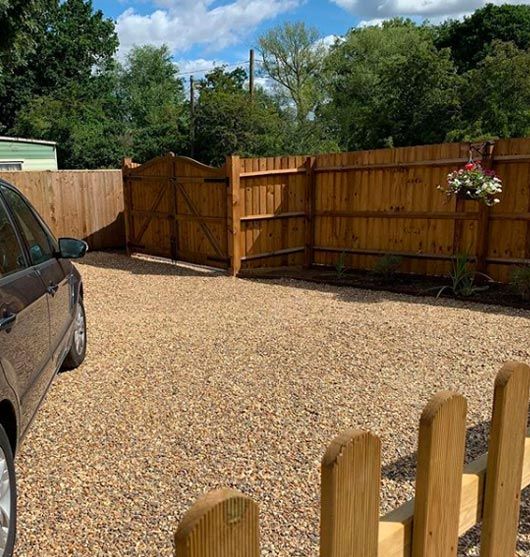 Pebbles in yard area