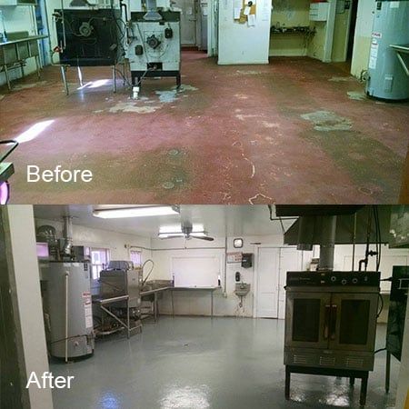 Before and After workshop floor