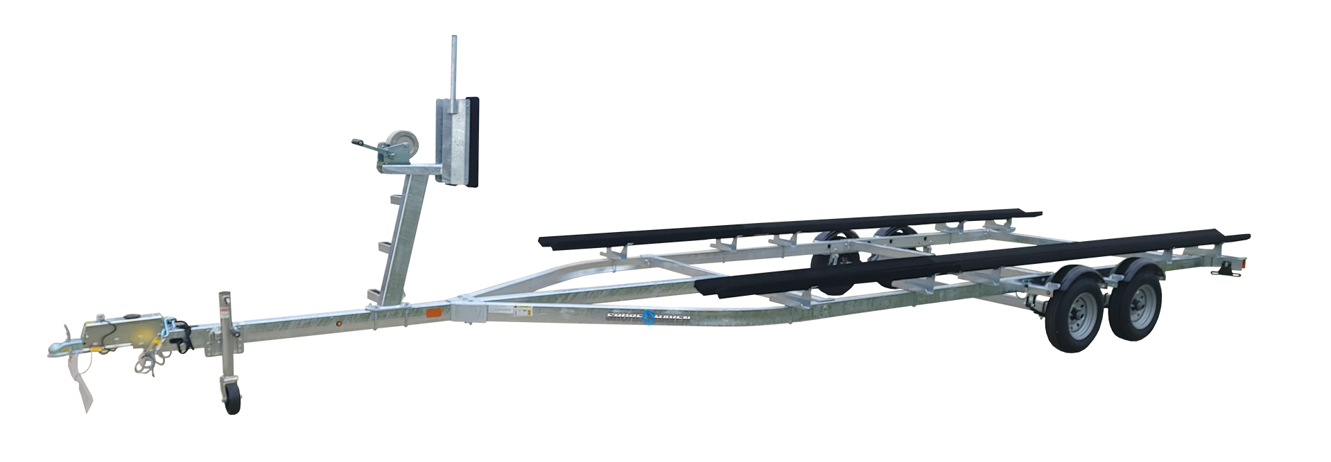 Galvanized steel pontoon trailer with tandem axles
