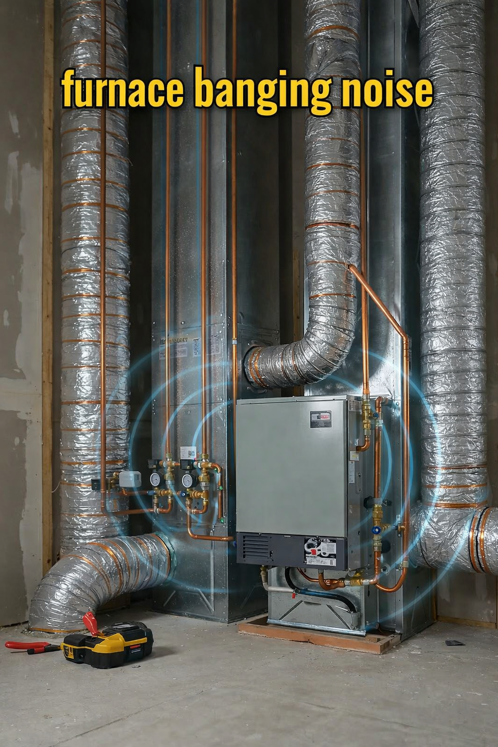 Technician inspecting a furnace making banging noise in an Asheboro NC home.