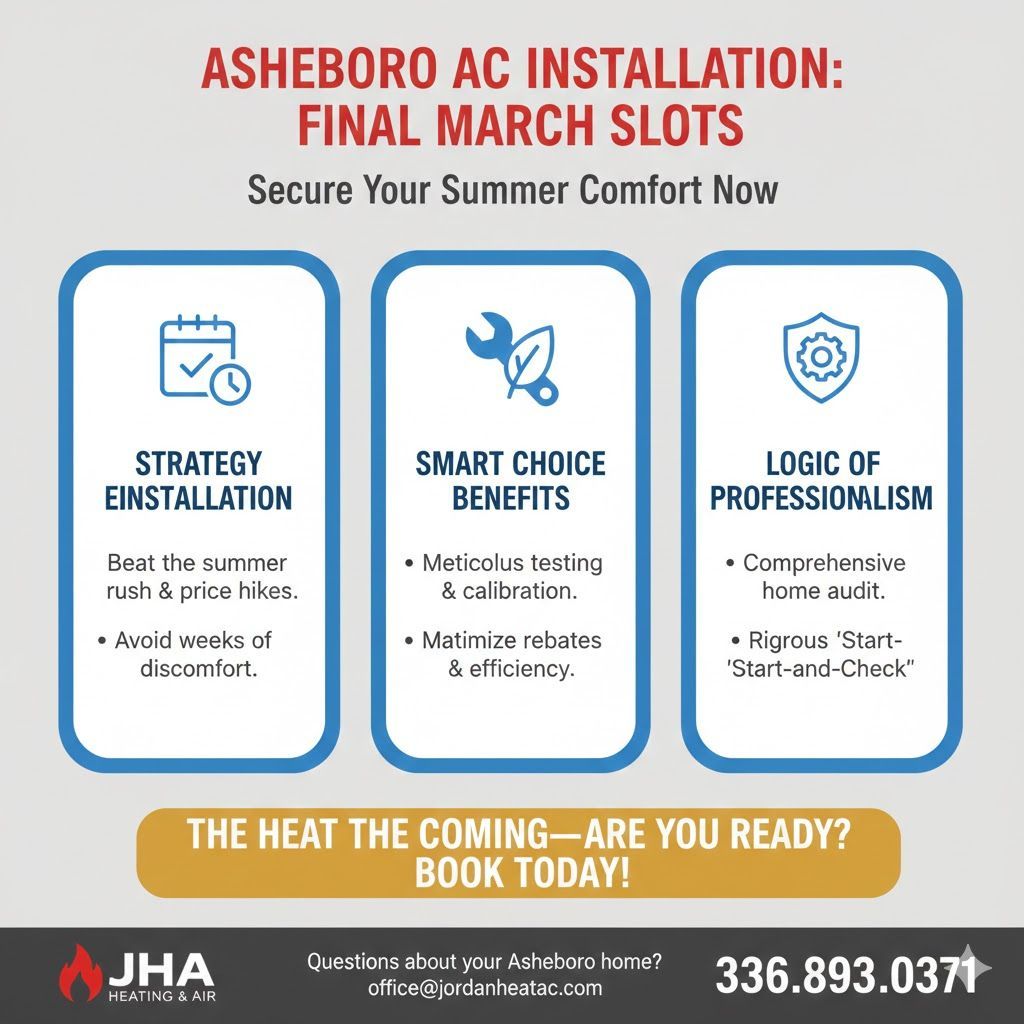 A Jordan Heating and Air team completing a new air conditioning installation Asheboro for a resident