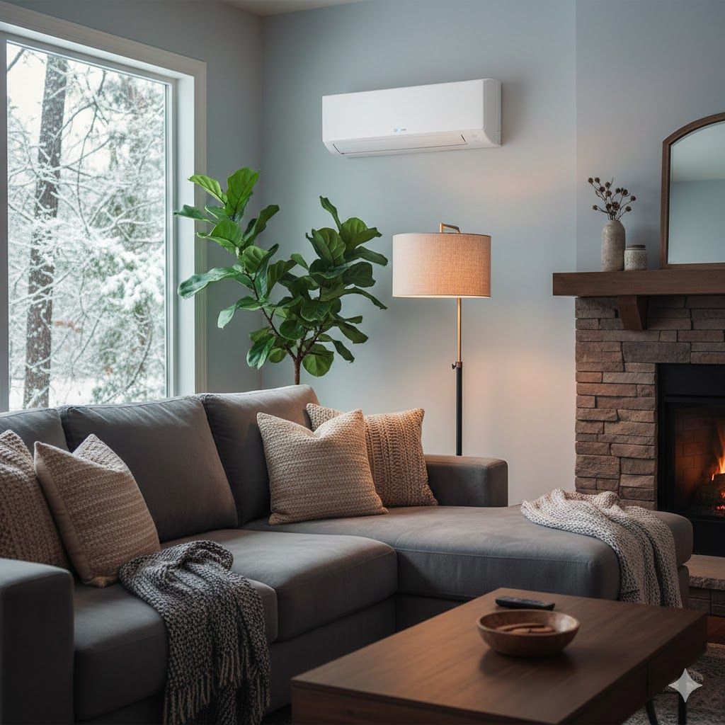 A Mitsubishi ductless mini split installed in an Asheboro NC bonus room.