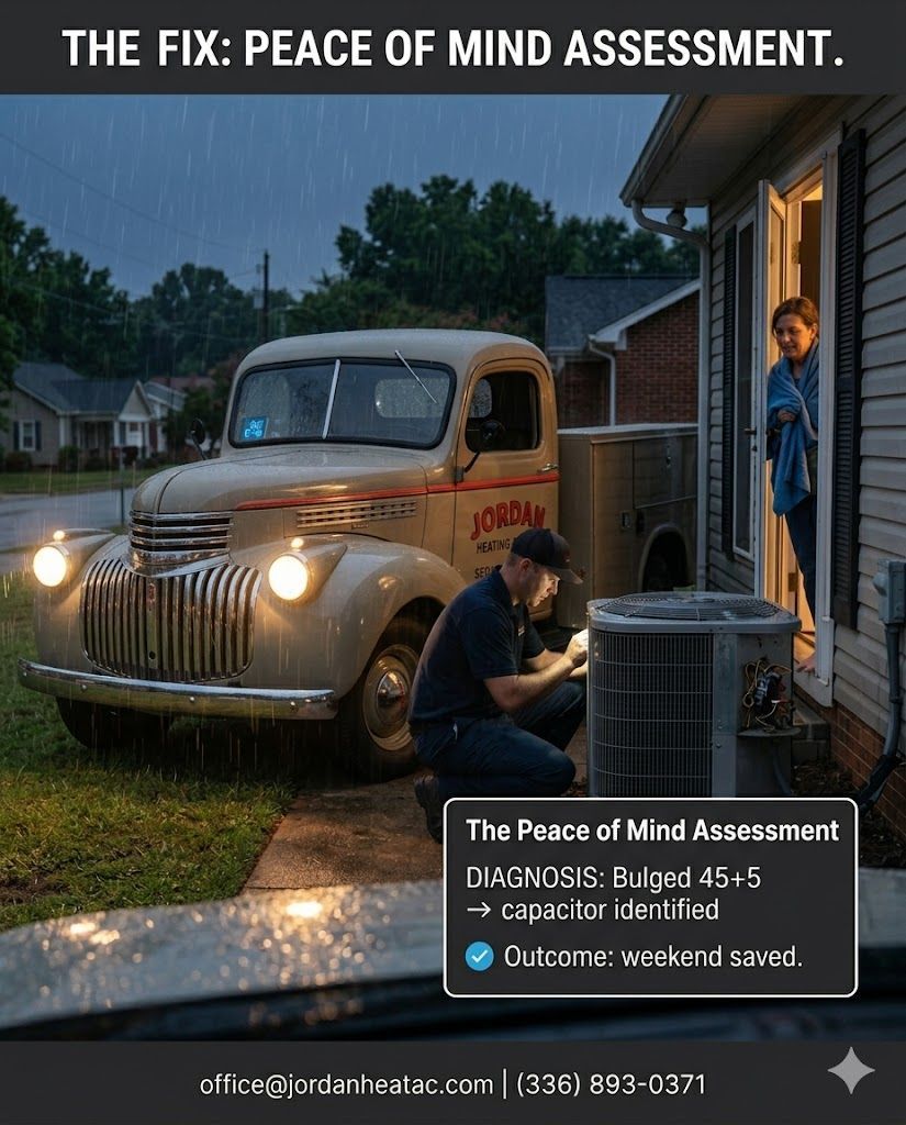 Customer sharing a positive review about Jordan Heating & Air emergency repair service.