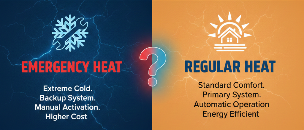 A technician explaining emergency heat vs regular heat settings in Asheboro NC.