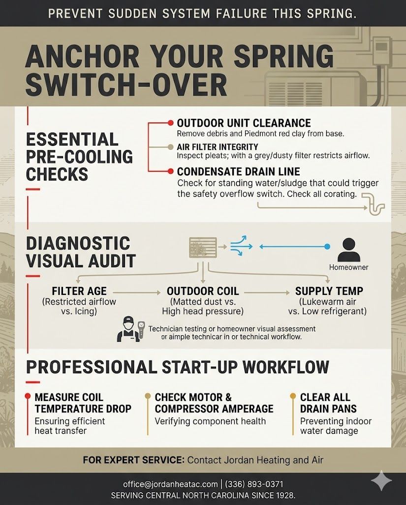 Professional HVAC maintenance technician inspecting a unit in Asheboro NC.