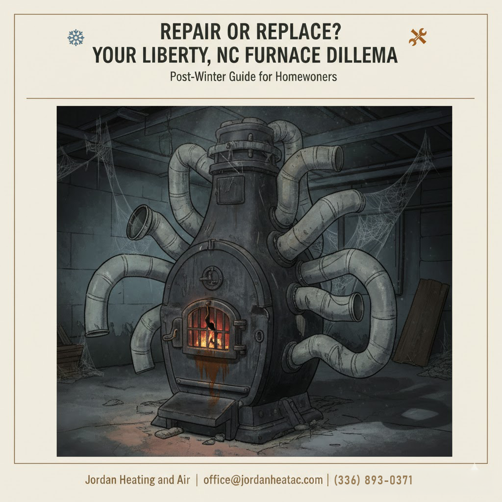 Evaluating whether to replace or repair furnace in Liberty, NC.