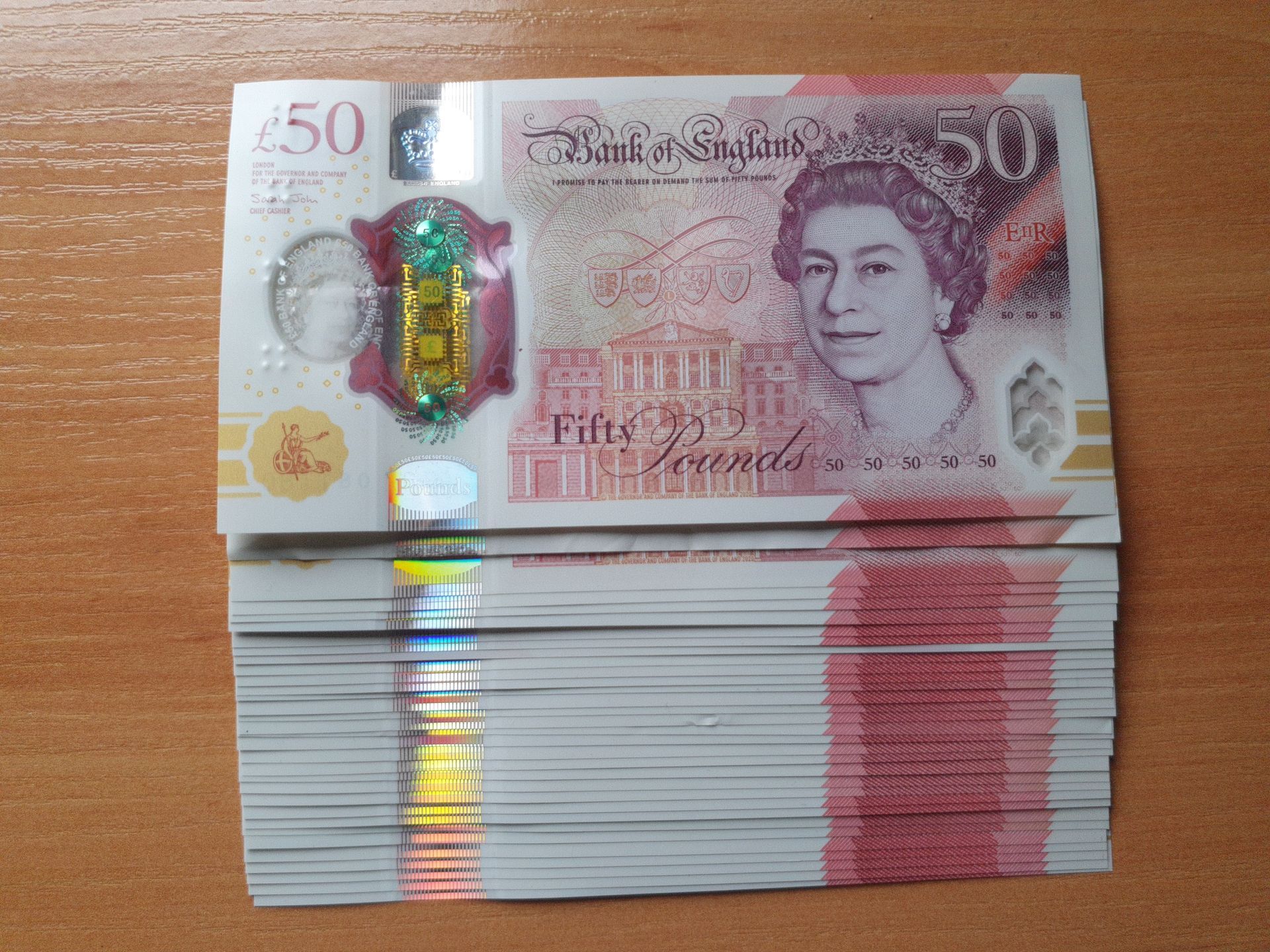 A stack of £50 notes