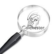 Colchester Council Watch logo: a magnifying glass focussed on the 'Roman soldier' Colchester crest