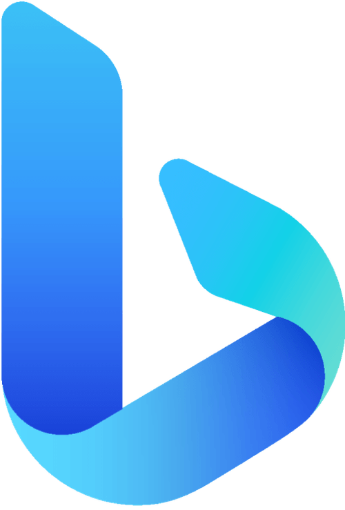The Bing logo: a stylized blue letter 