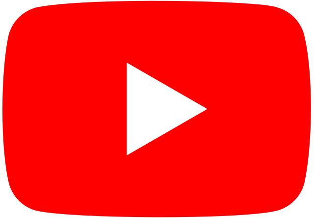 The YouTube logo featuring a red, rounded rectangle with a white play triangle button centered inside.
