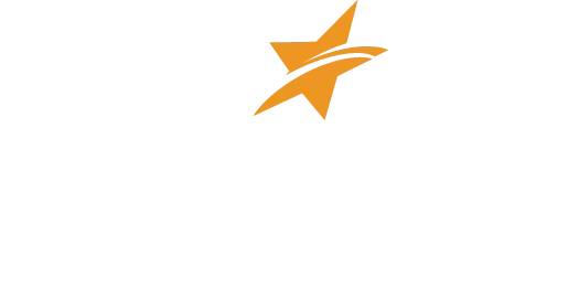 A white background logo for Nexstar with an orange star on it.