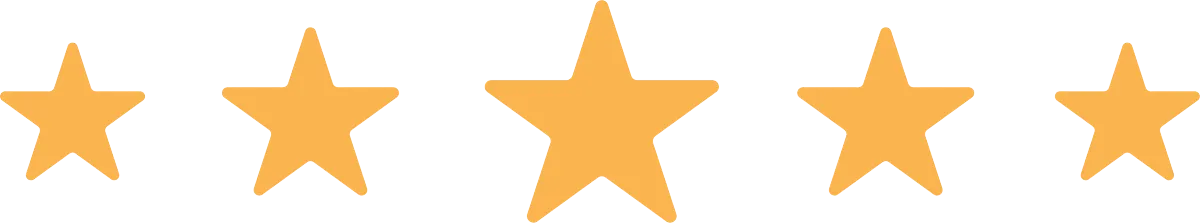 A row of yellow stars on a white background.