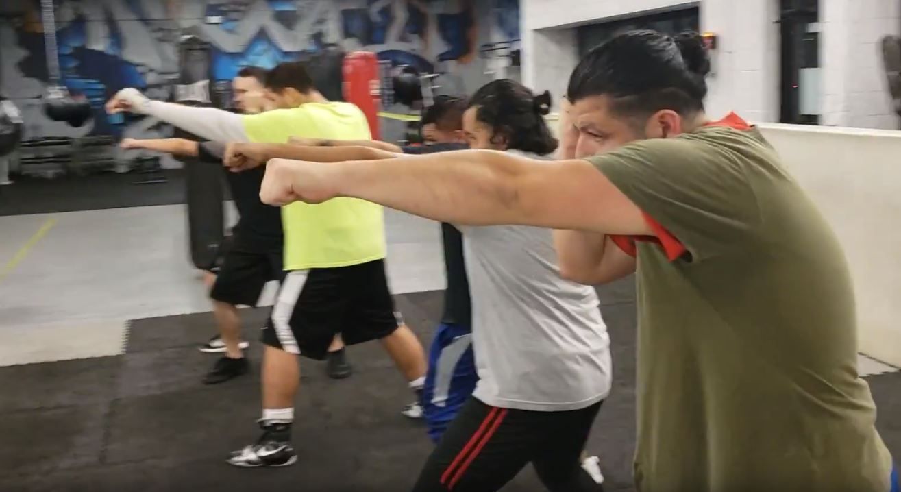 group of men having a late night boxing