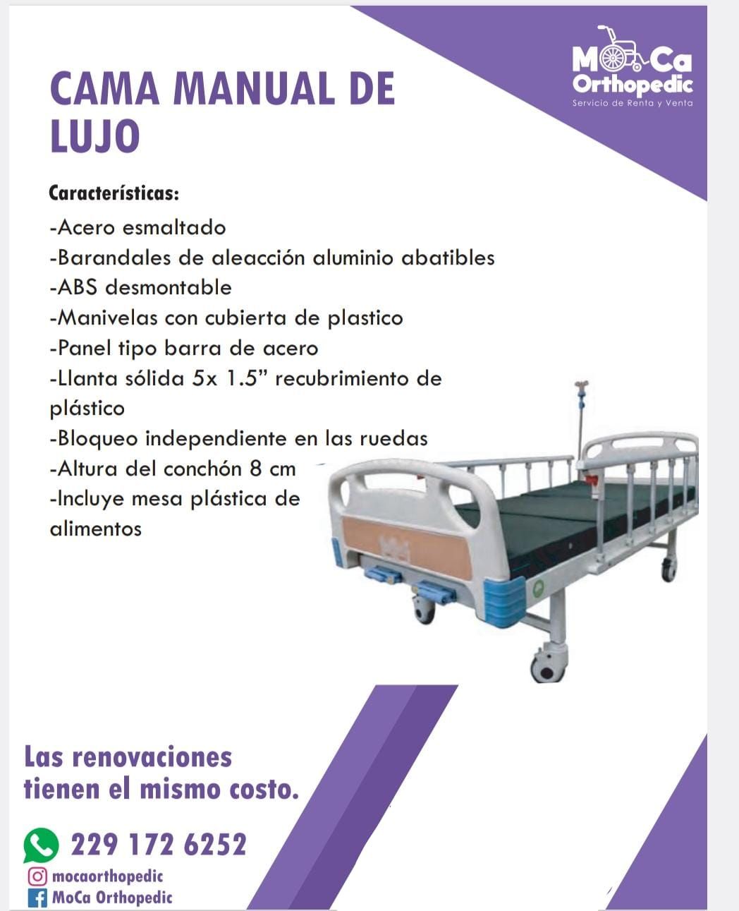 MOCA ORTHOPEDIC - CAMA MANUAL DE LUJO MOCA ORTHOPEDIC - CAMA MANUAL DE LUJO