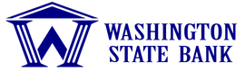 the logo for the washington state bank is blue and white