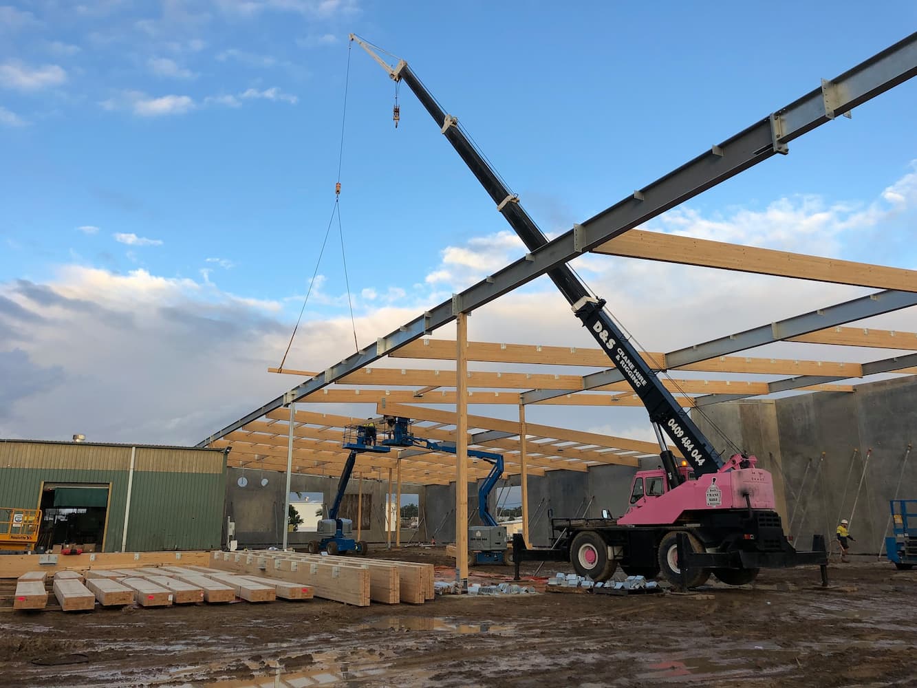 A crane being safely operated at a construction site