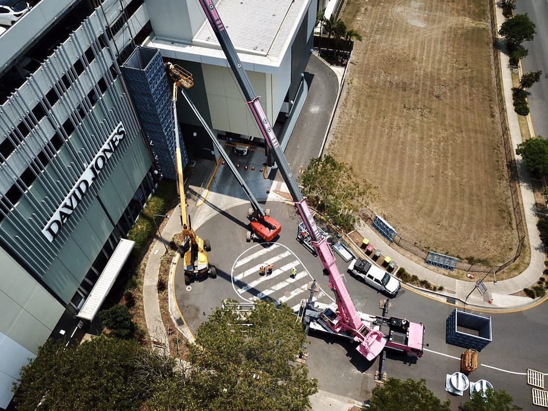 Crane Hire Outside a Shopping Centre —  D & S Crane Hire & Rigging In Kunda Park, QLD
