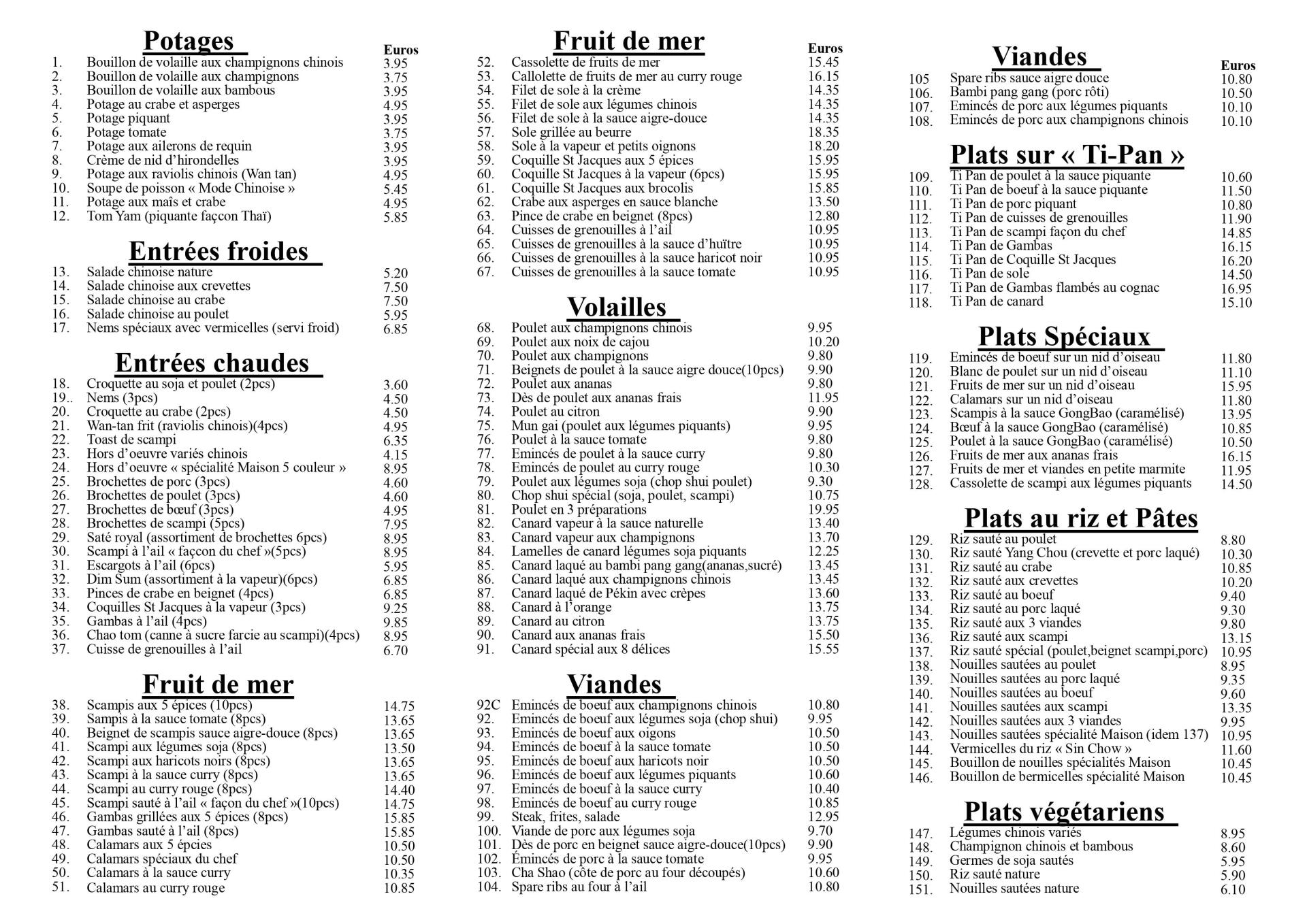 Menu et Carte Menu et Carte