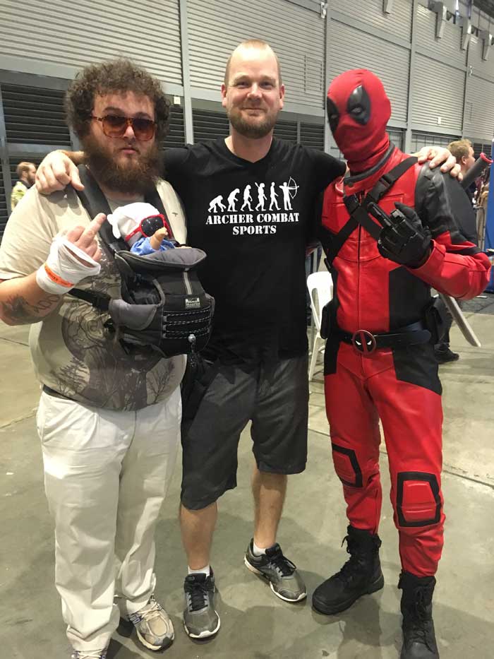 Group of friends at doing Archery