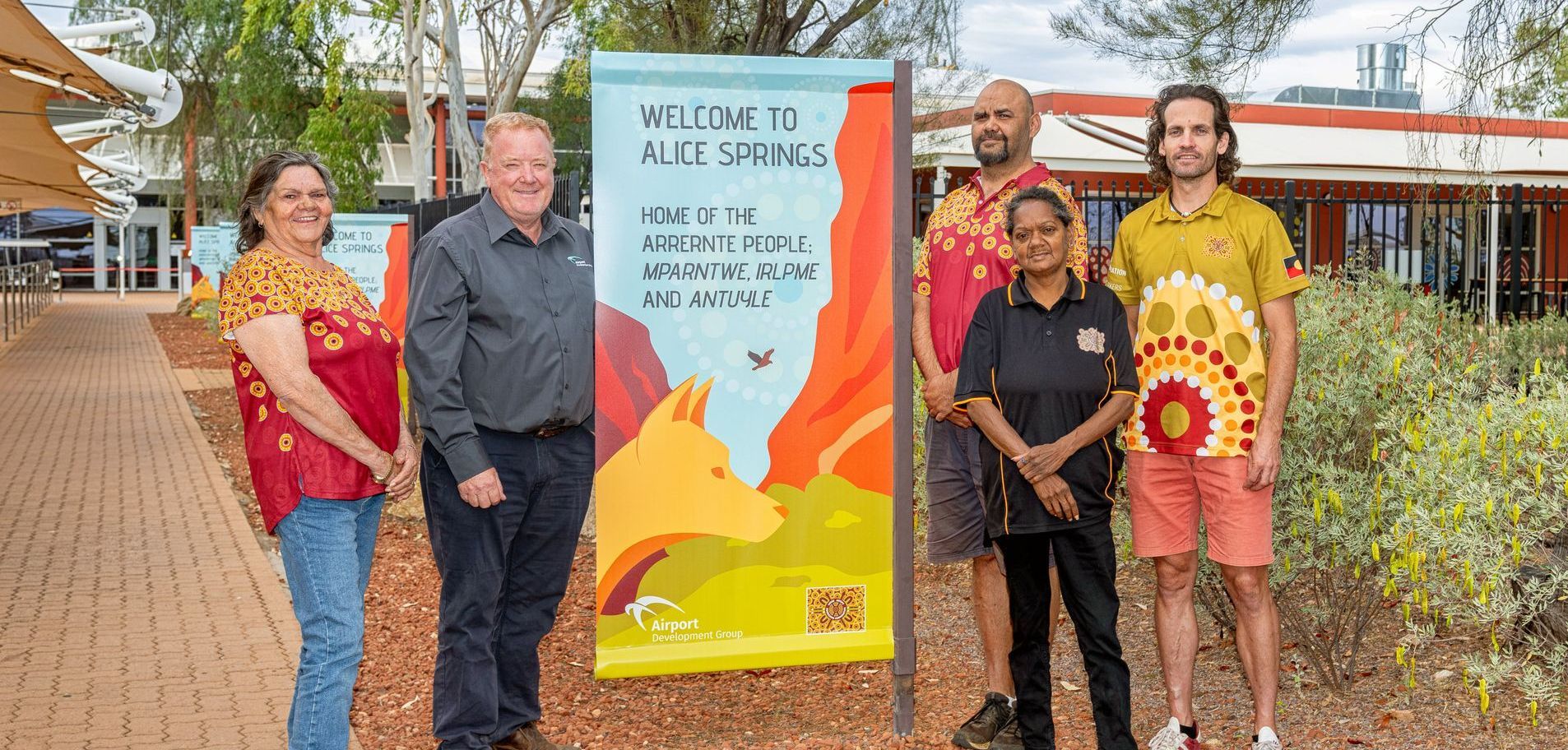 Alice Springs Airport Manager Tony Schulz with others